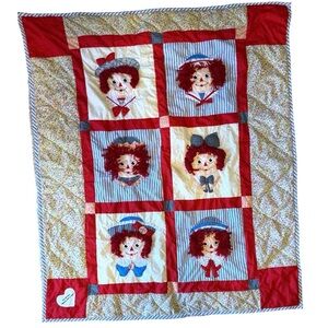 Vintage Raggedy Ann & Andy Quilt Blanket Applause Licensed 80s 90s Collectible